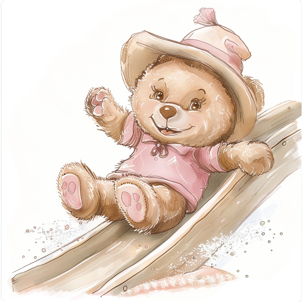 Cute Teddy Bear on Slide