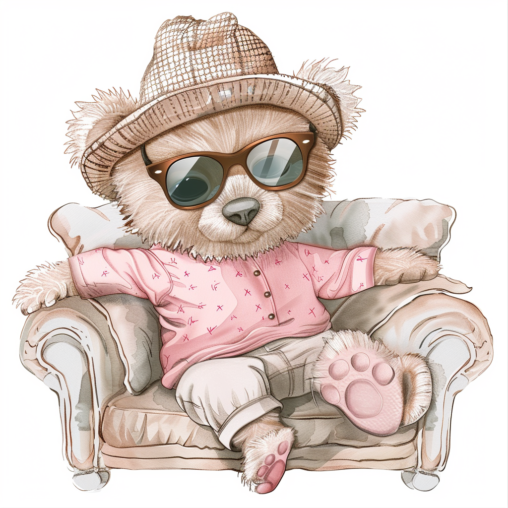 Teddy bear sunglasses clipart