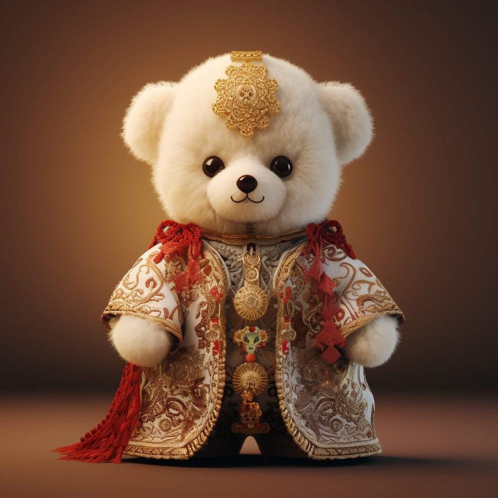 Cute teddy bear in traditional outfit