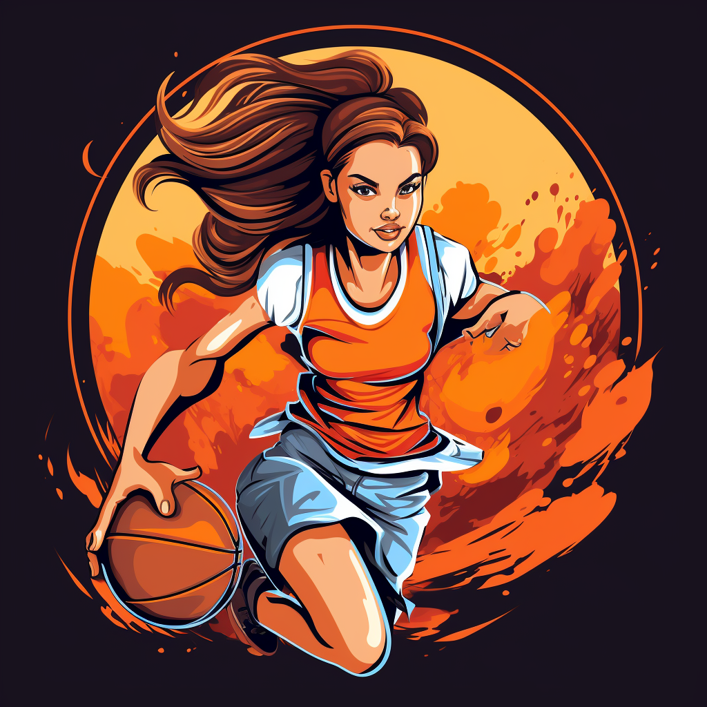 Cute teen girl playing basketball