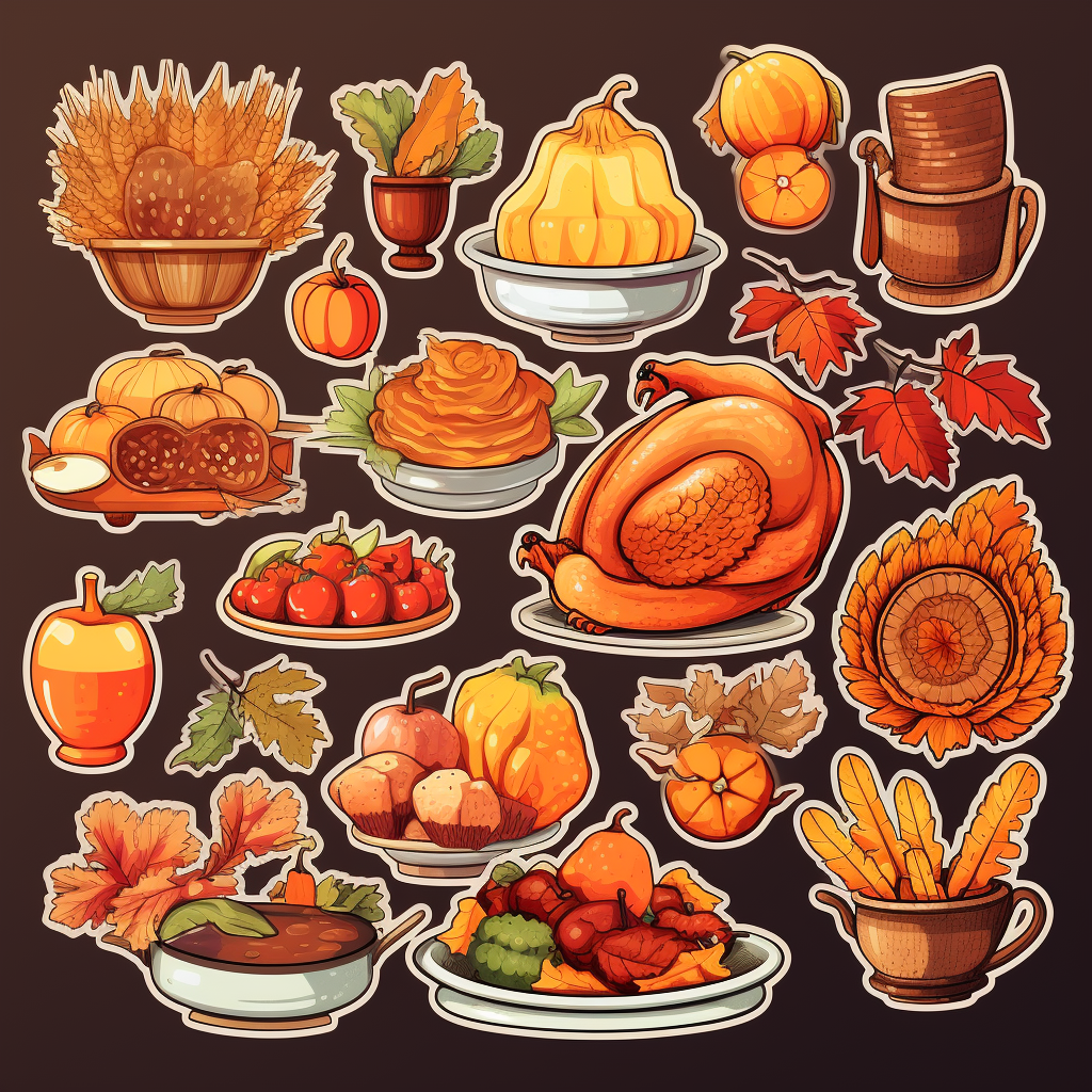 Thanksgiving themed cute stickers