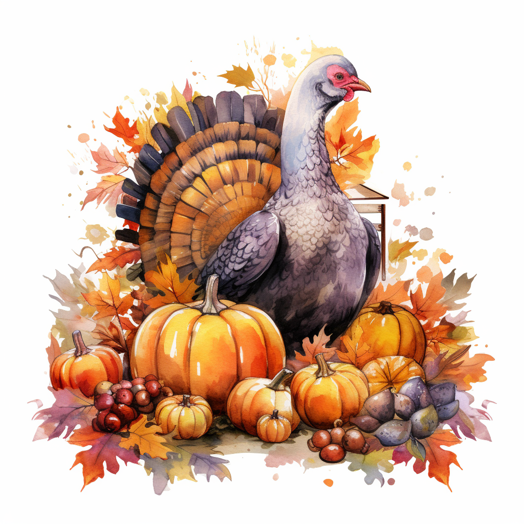 Adorable Thanksgiving turkey and pumpkins