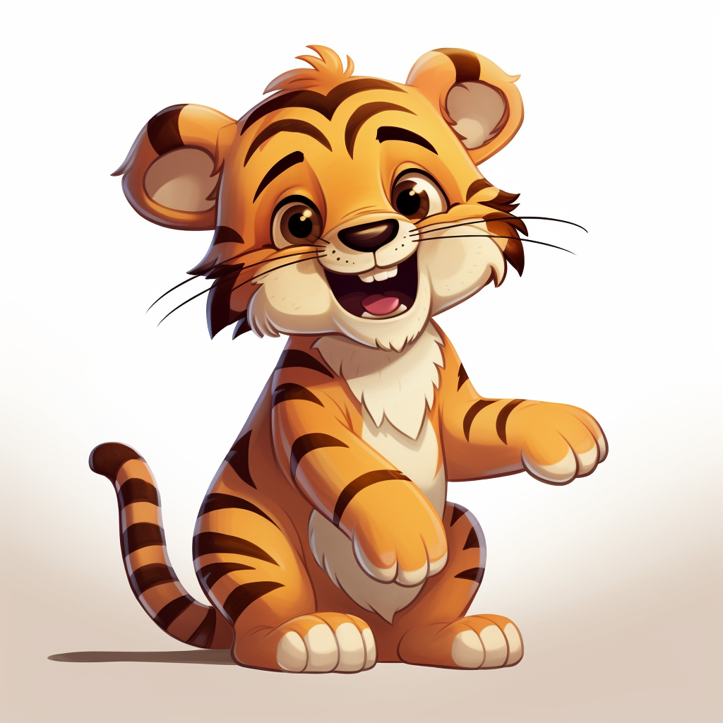 Cute tiger standing on two legs