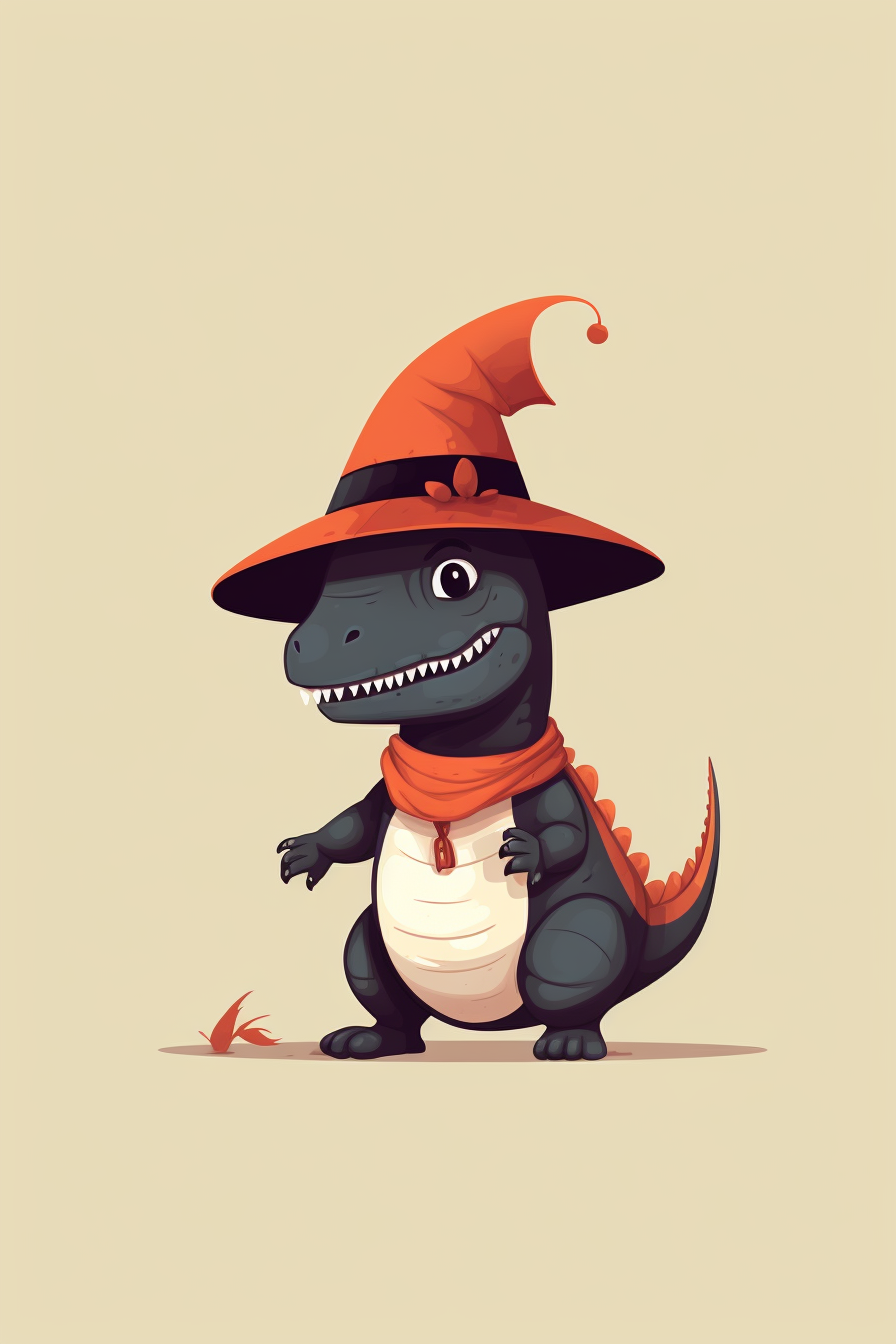 Cute T-rex dressed as Witch