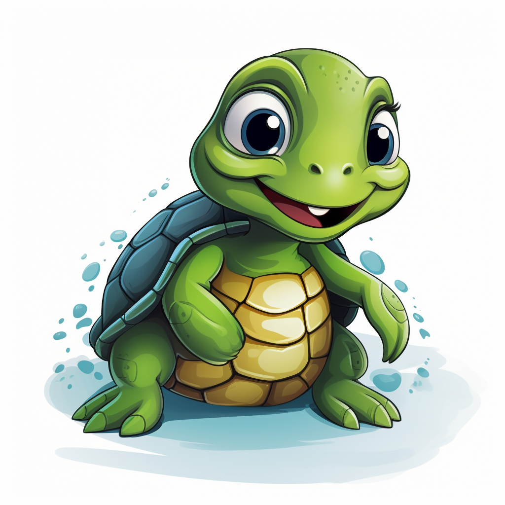 Funny cartoon of a cute turtle