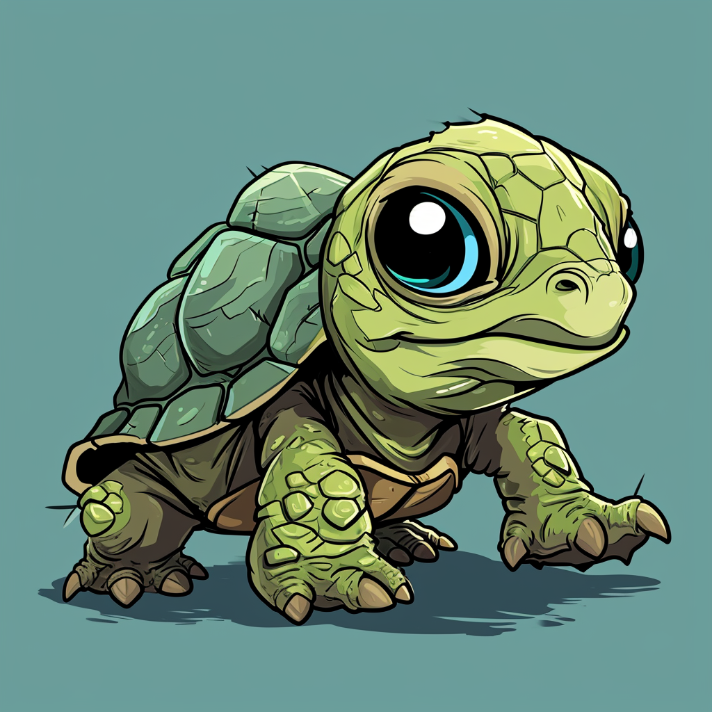 Cartoon drawing of cute turtle creature