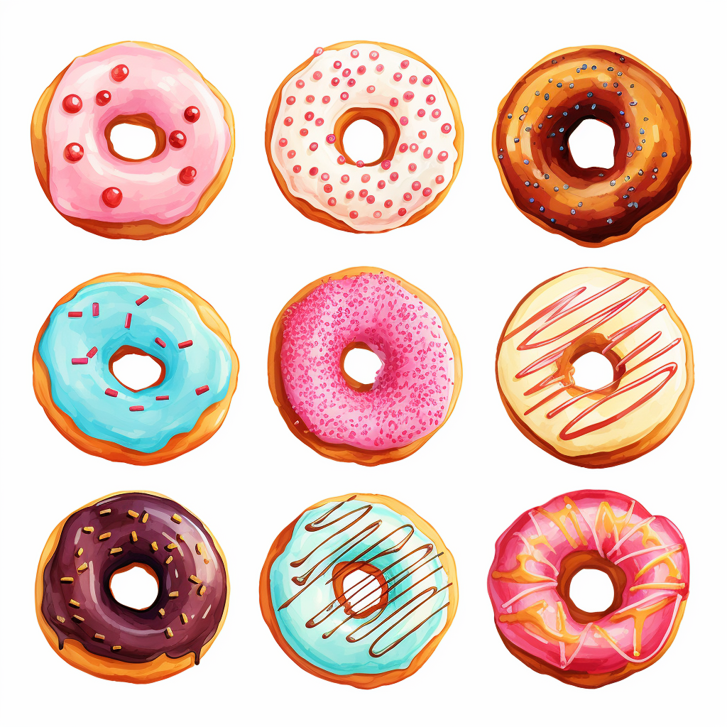 Colorful donuts clipart illustration