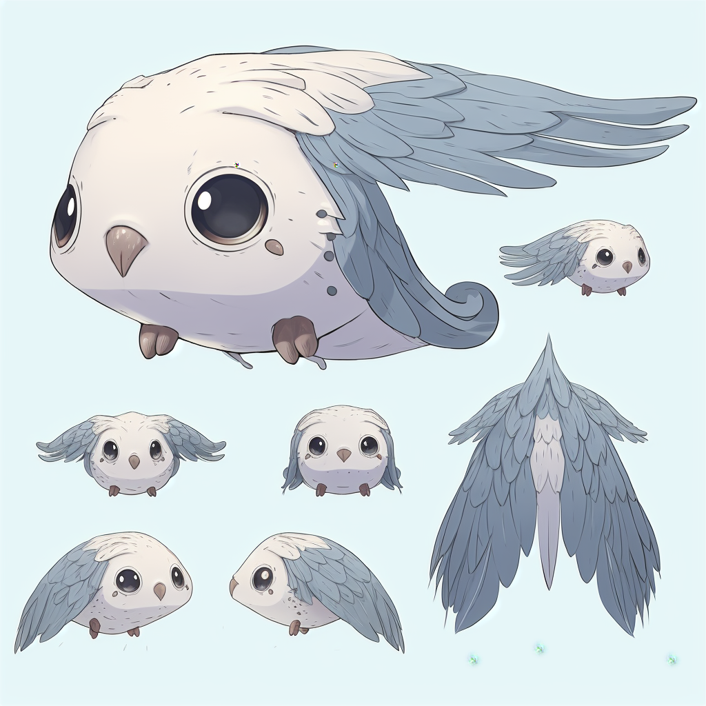 Cute whale with big eyes and feathers