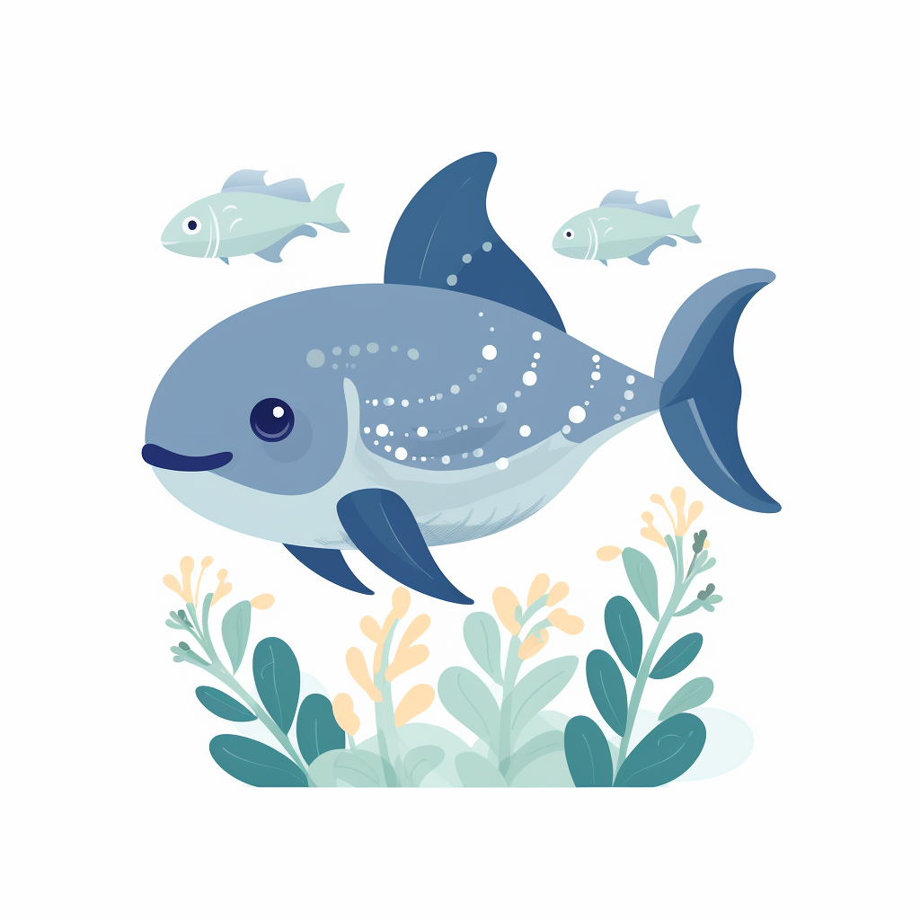 Cute Whale in Blue Gray White Palette