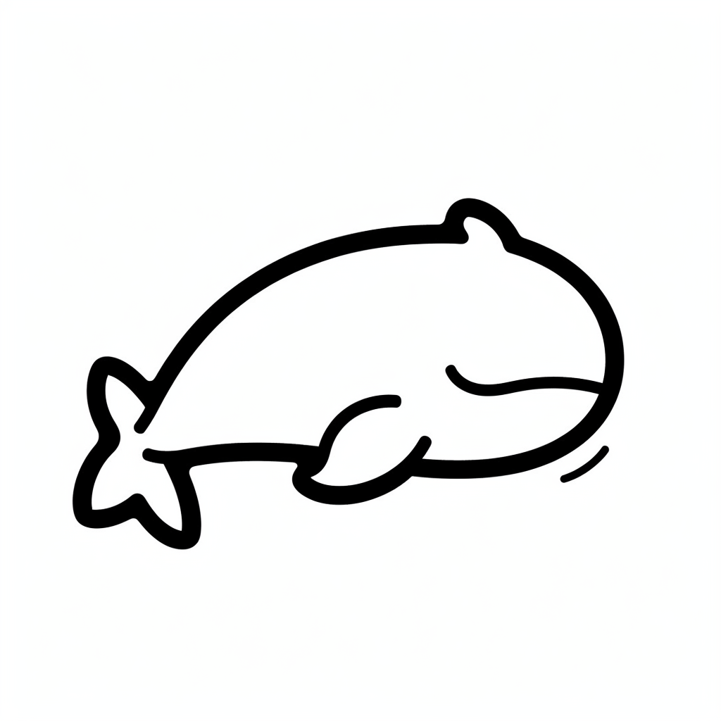 Minimal outline of a cute whale icon