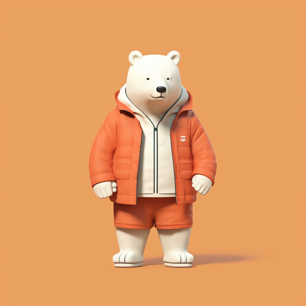 Cute white bear wearing shorts