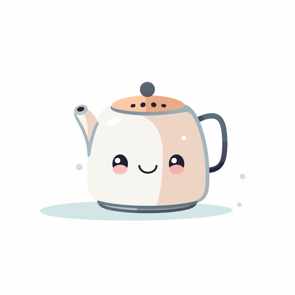 Cute white kettle on plain background