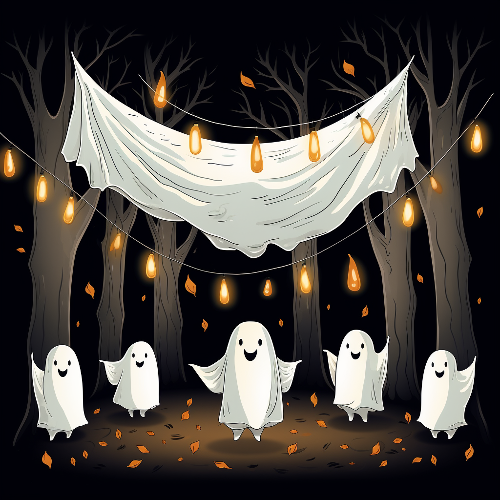 Group of cute ghosts having a party