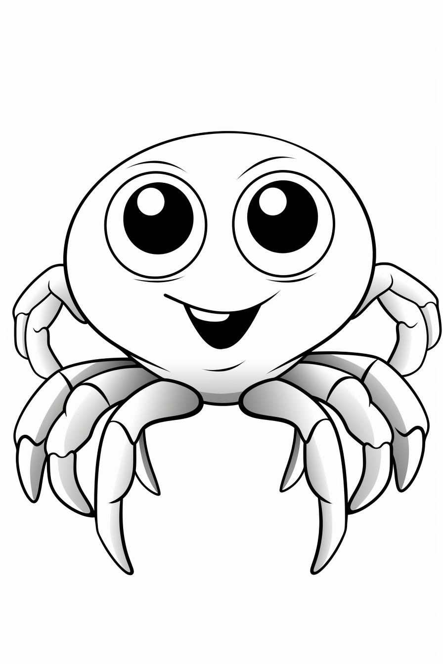 Image of a Cute Wise Spider Crab in a Coloring Book