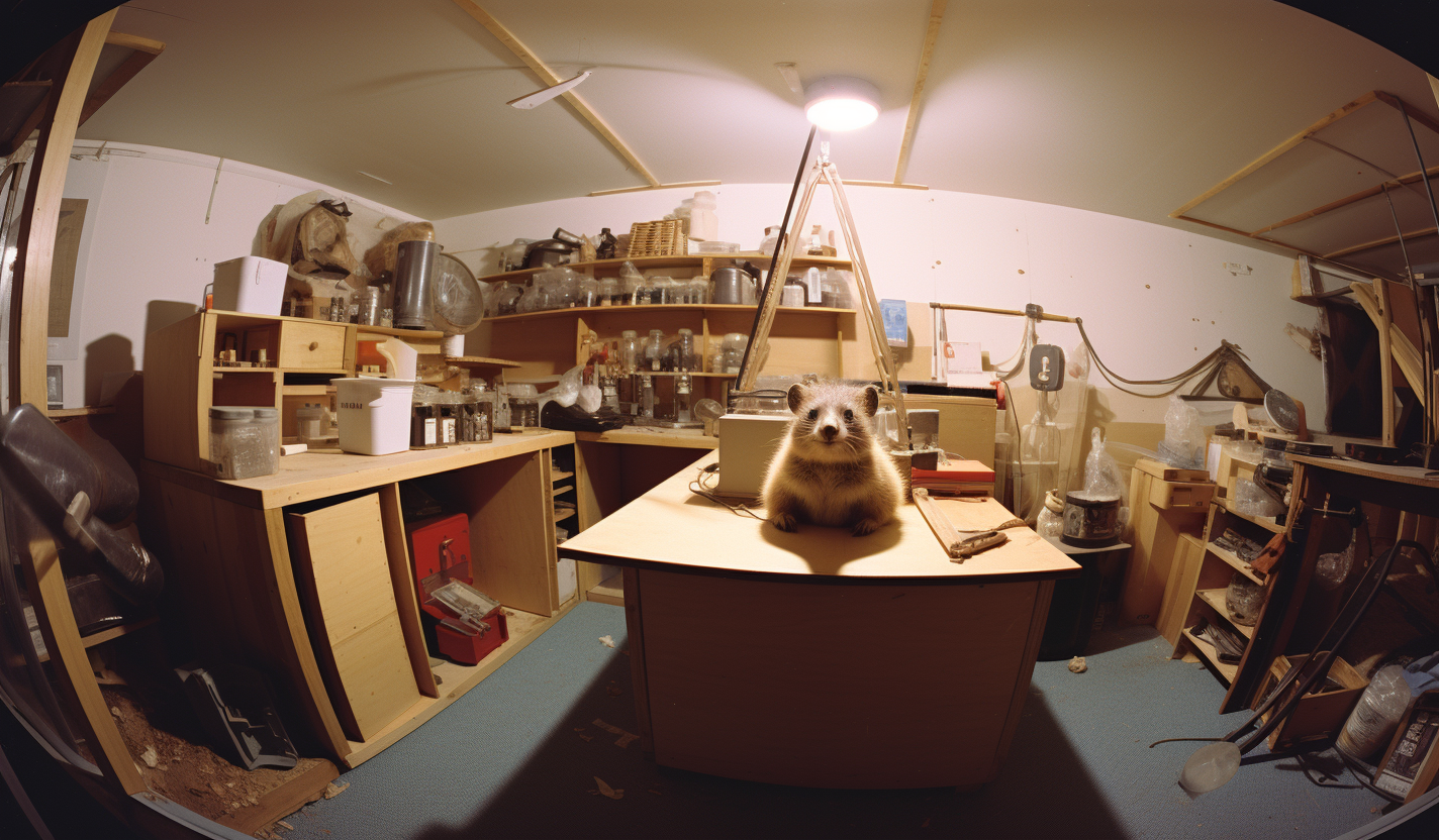 Cute wombat research lab with materials