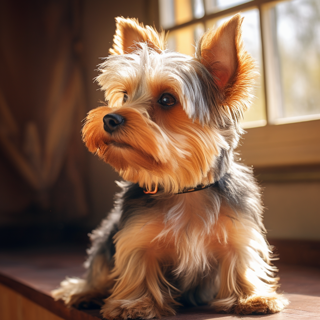 Thoughtful Yorkshire Terrier with Floppy Ears