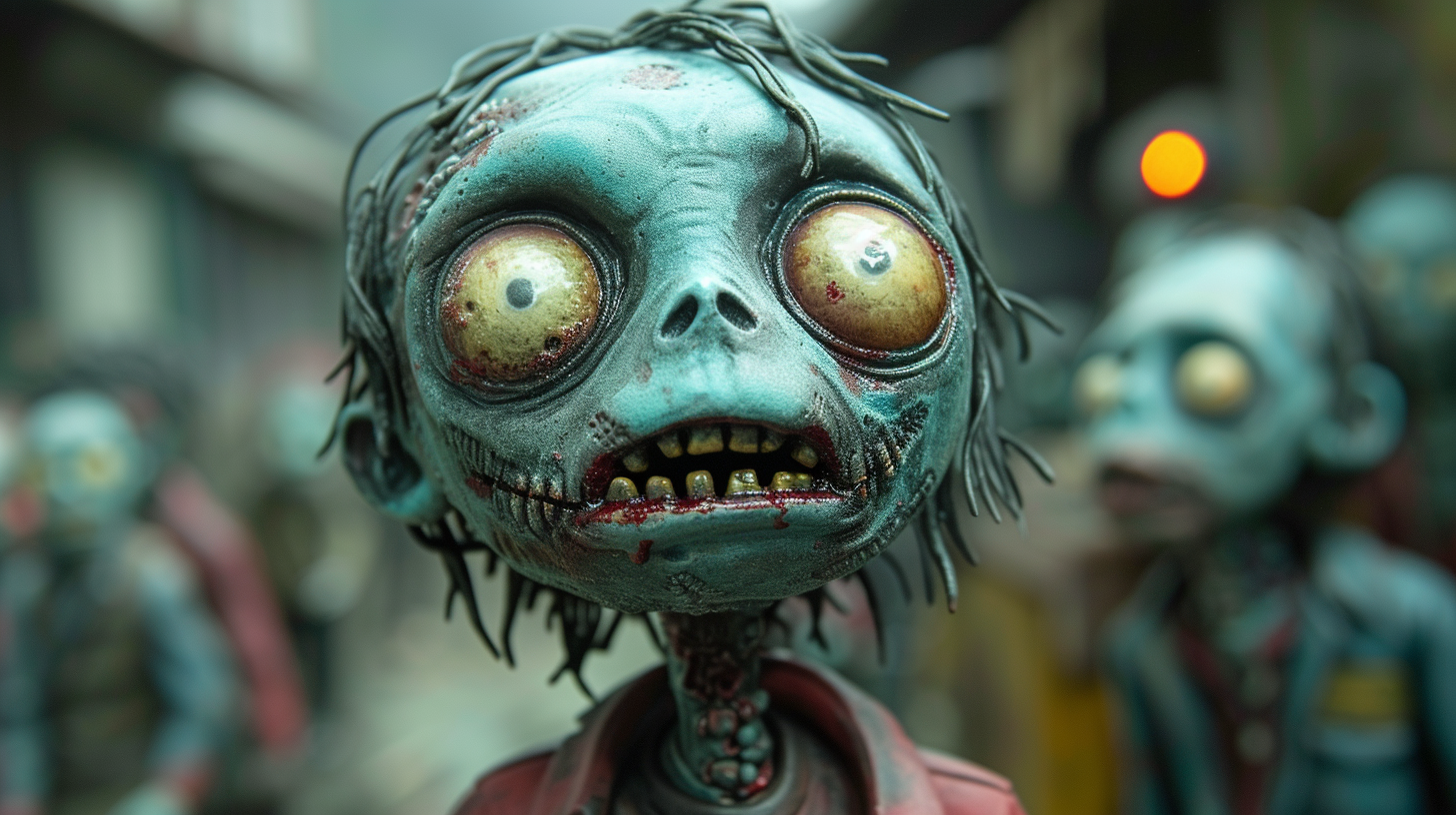 Cute zombie cartoon with disheveled clothes