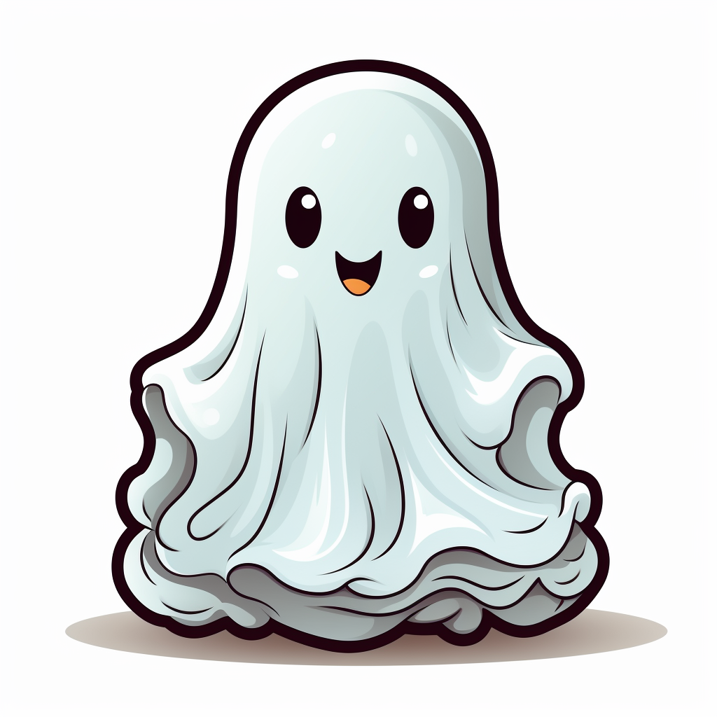 Cute baby ghost sticker on white background