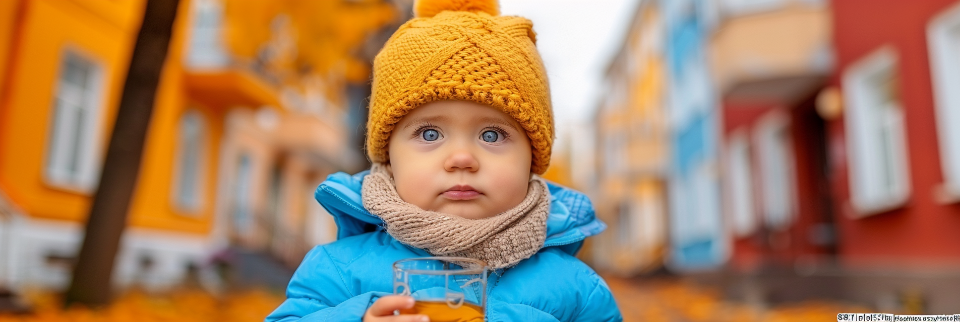 Boy with Water Glass Outdoors