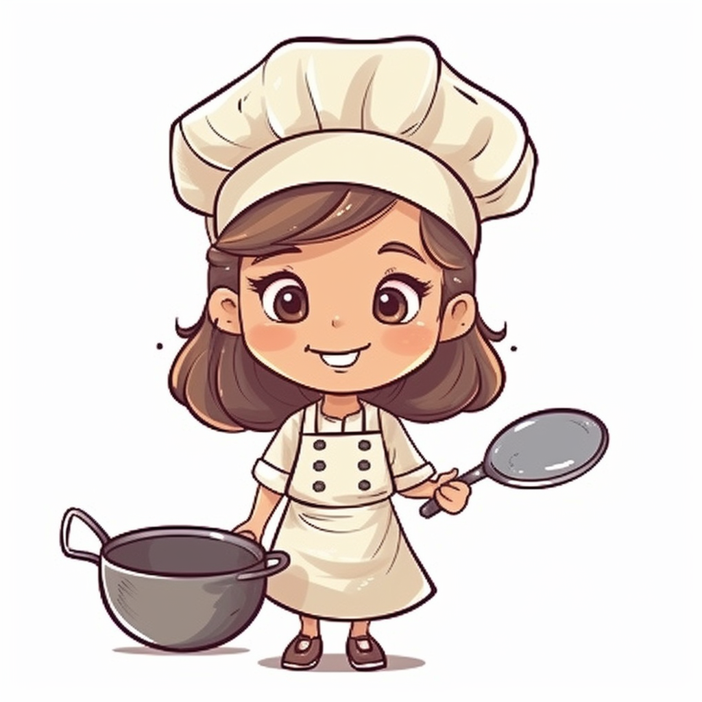 Little girl chef with a pan