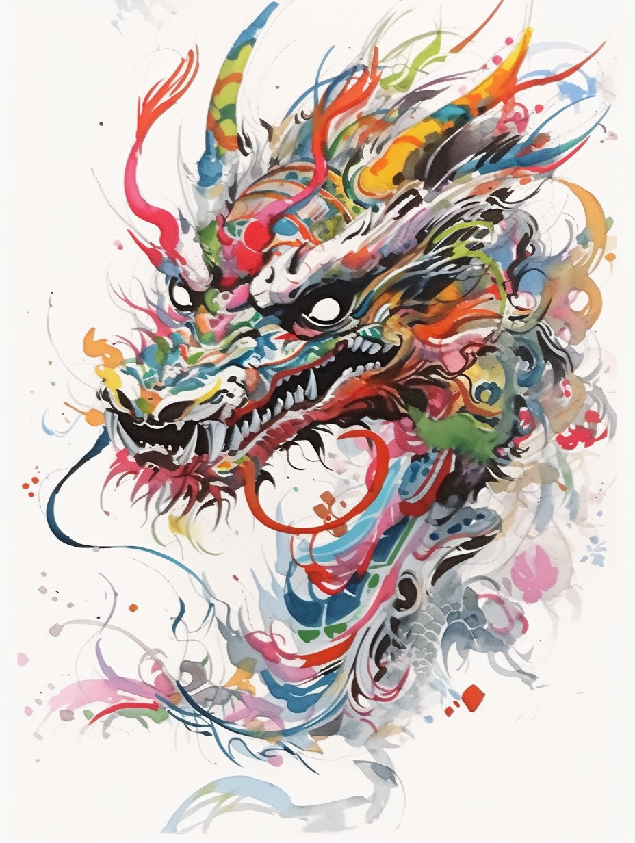 Wu Guanzhong's cute Chinese dragon painting