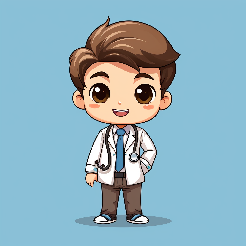 Cute doctor character line drawing