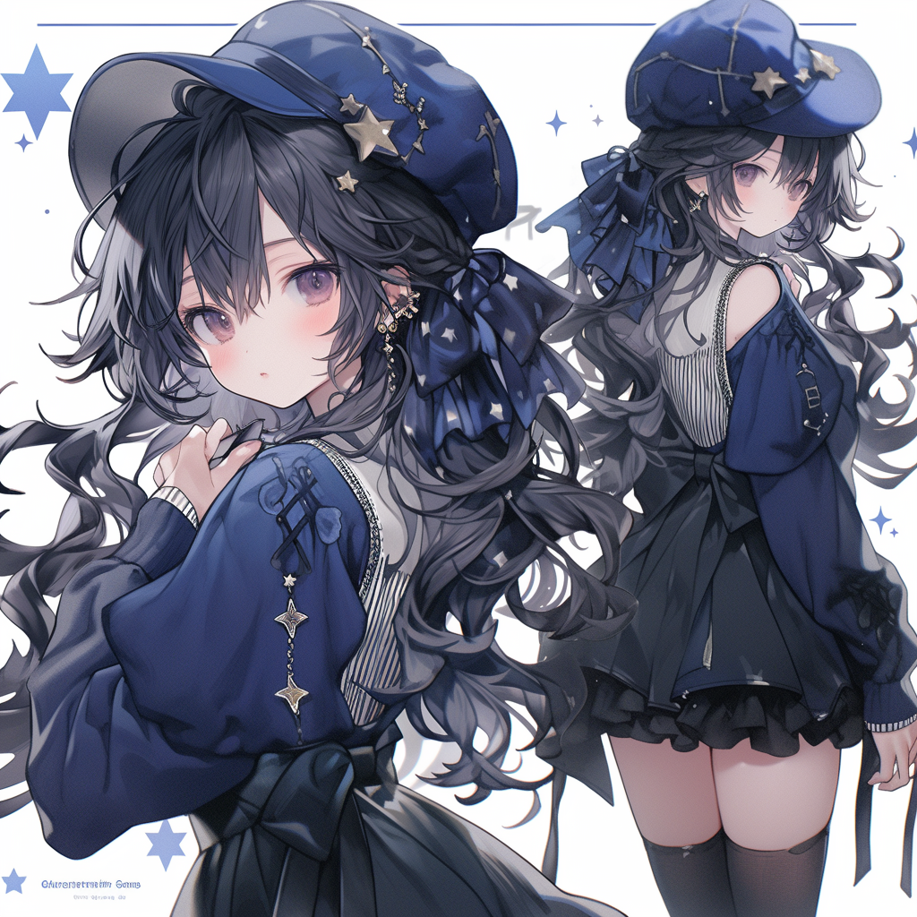 Cute girl with starry sky motif