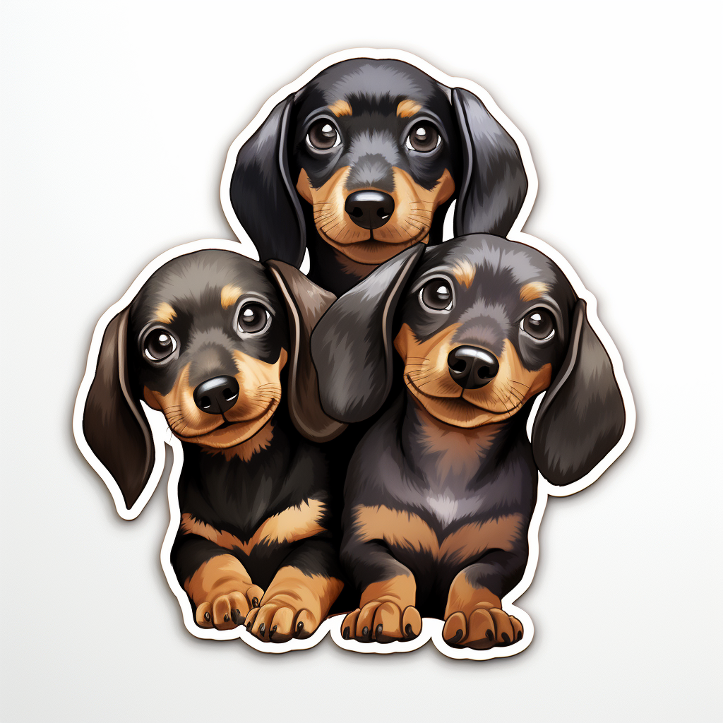 Three Dachshund Dogs happily playing together