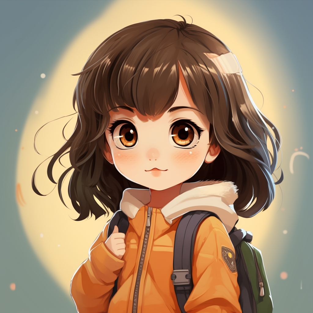 Cartoon of a cute Japanese college student girl