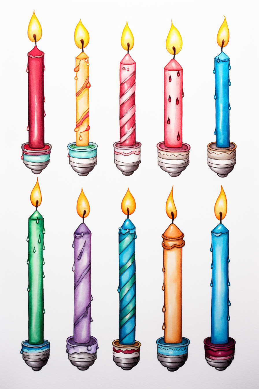 Colorful birthday candles on white background