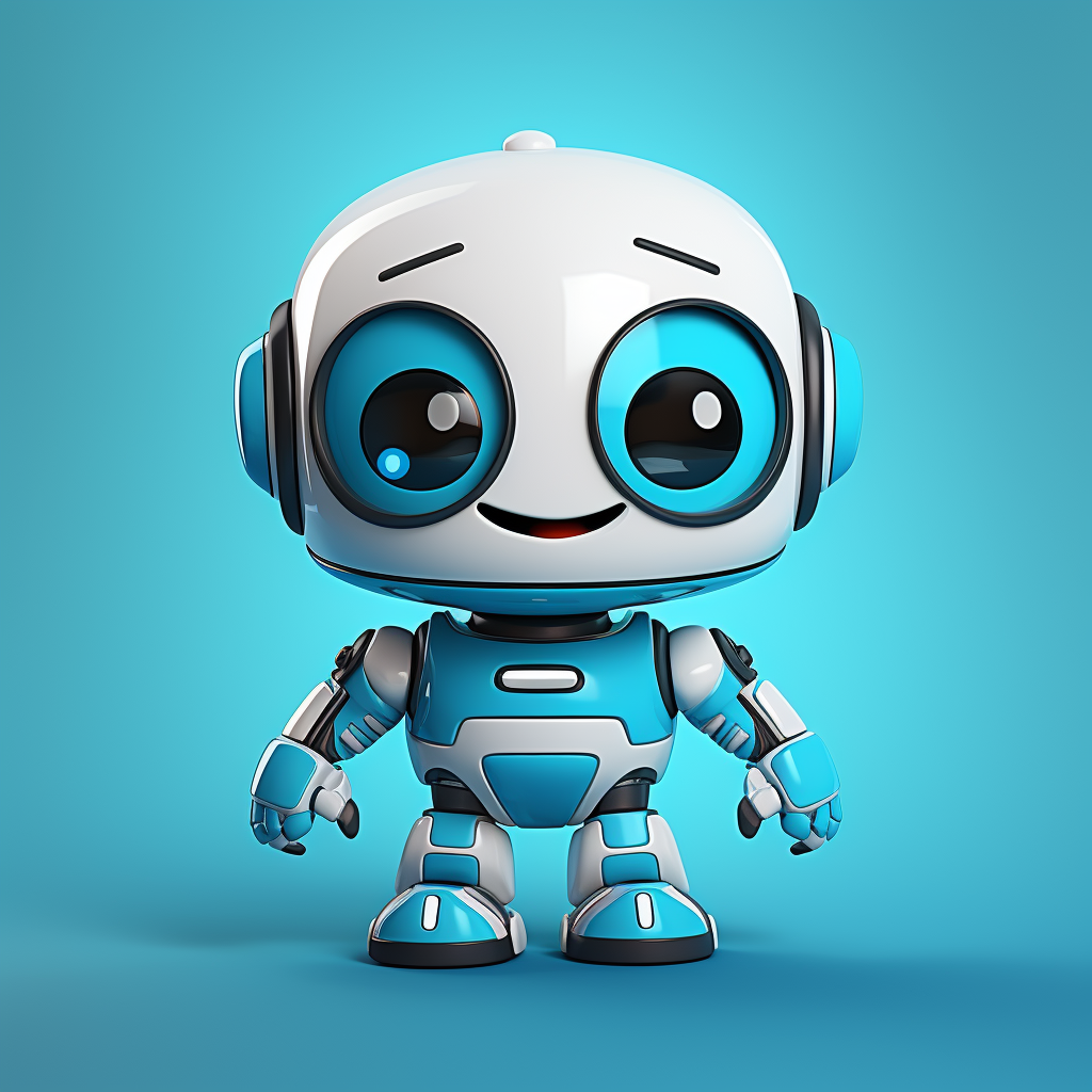 Bright blue cartoon robot