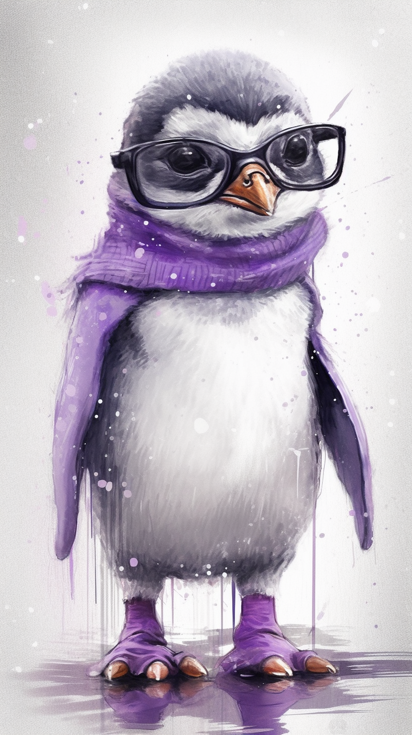 Cute Penguin with Glasses