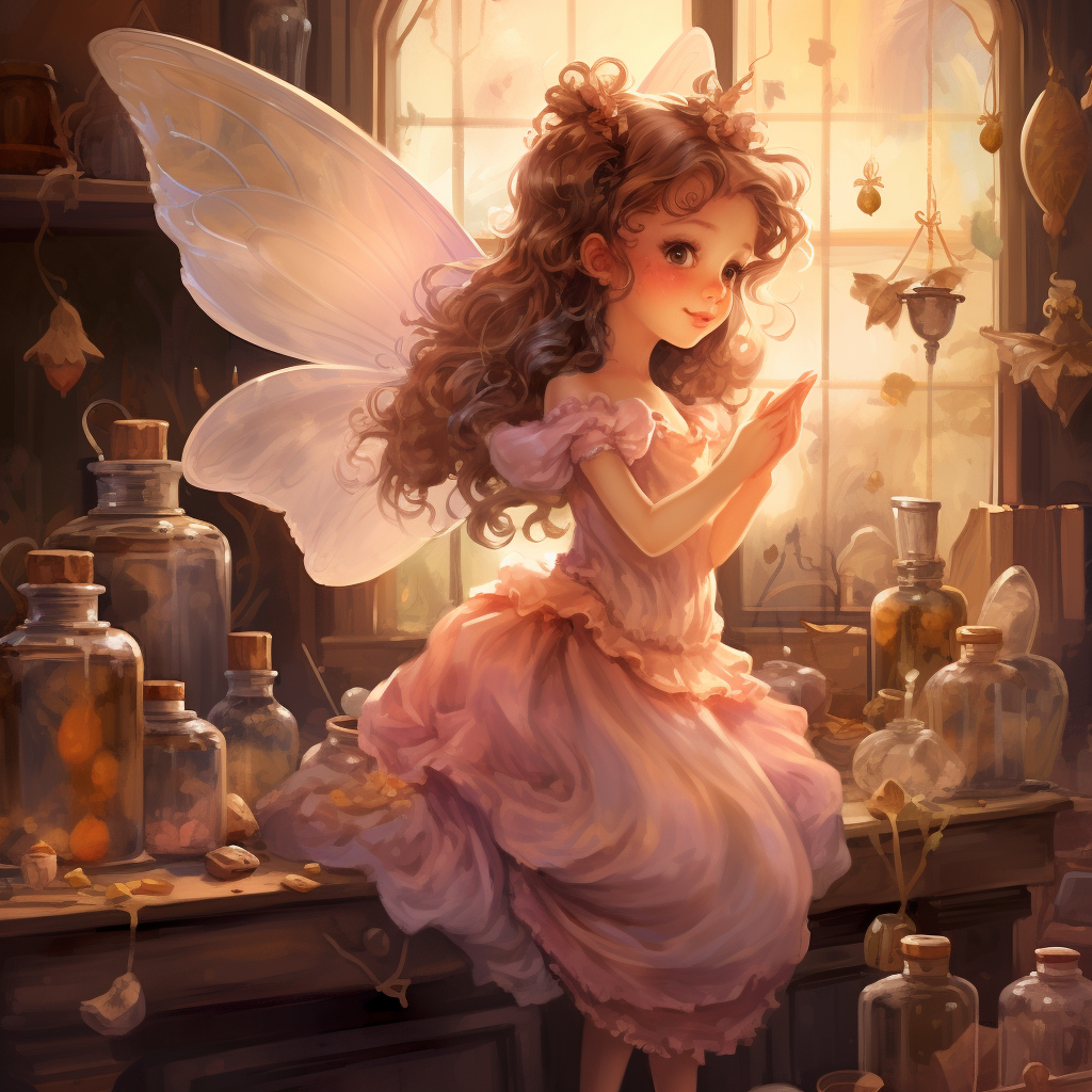 Little cute scented fairy with perfume bottles