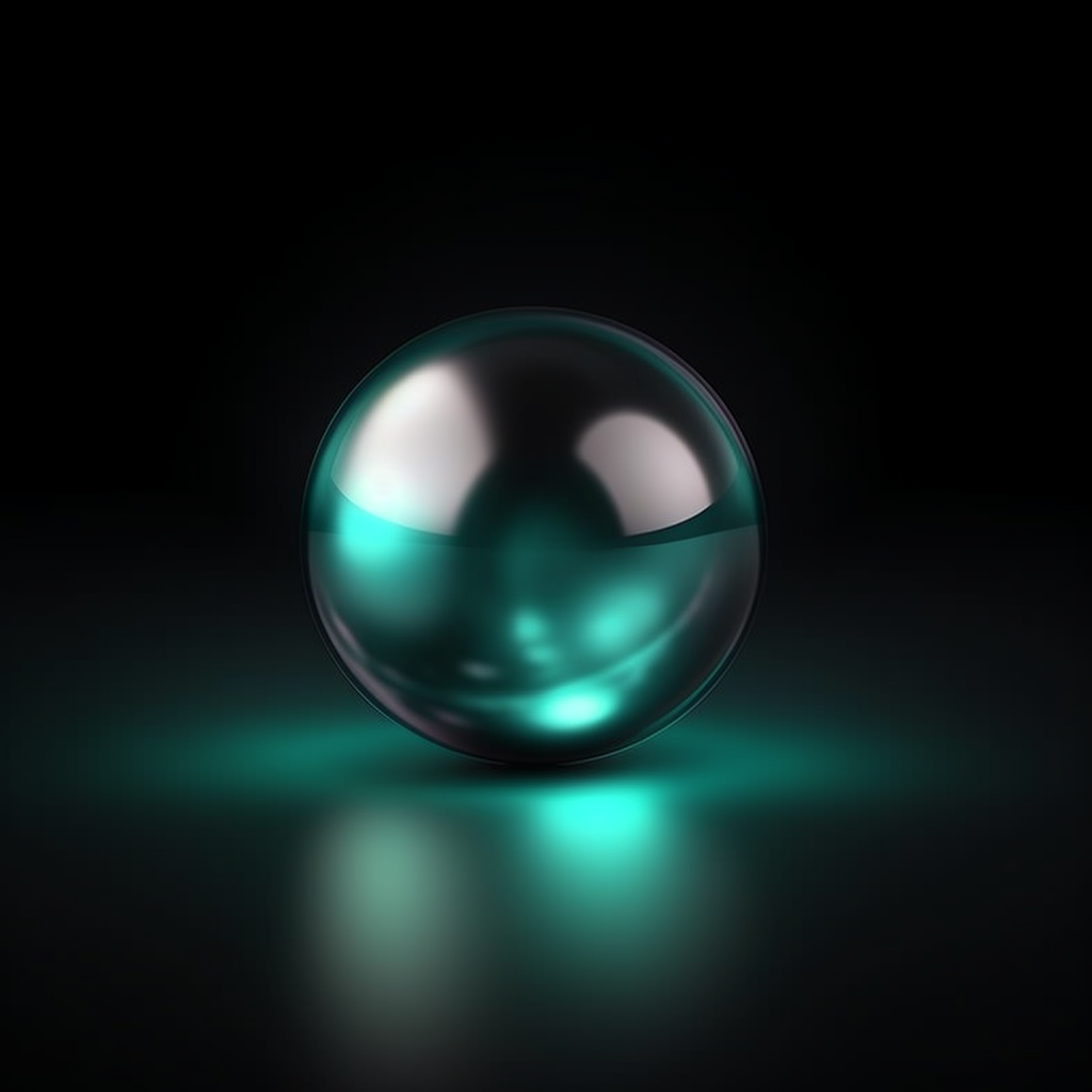 Realistic cyan pearl on black background