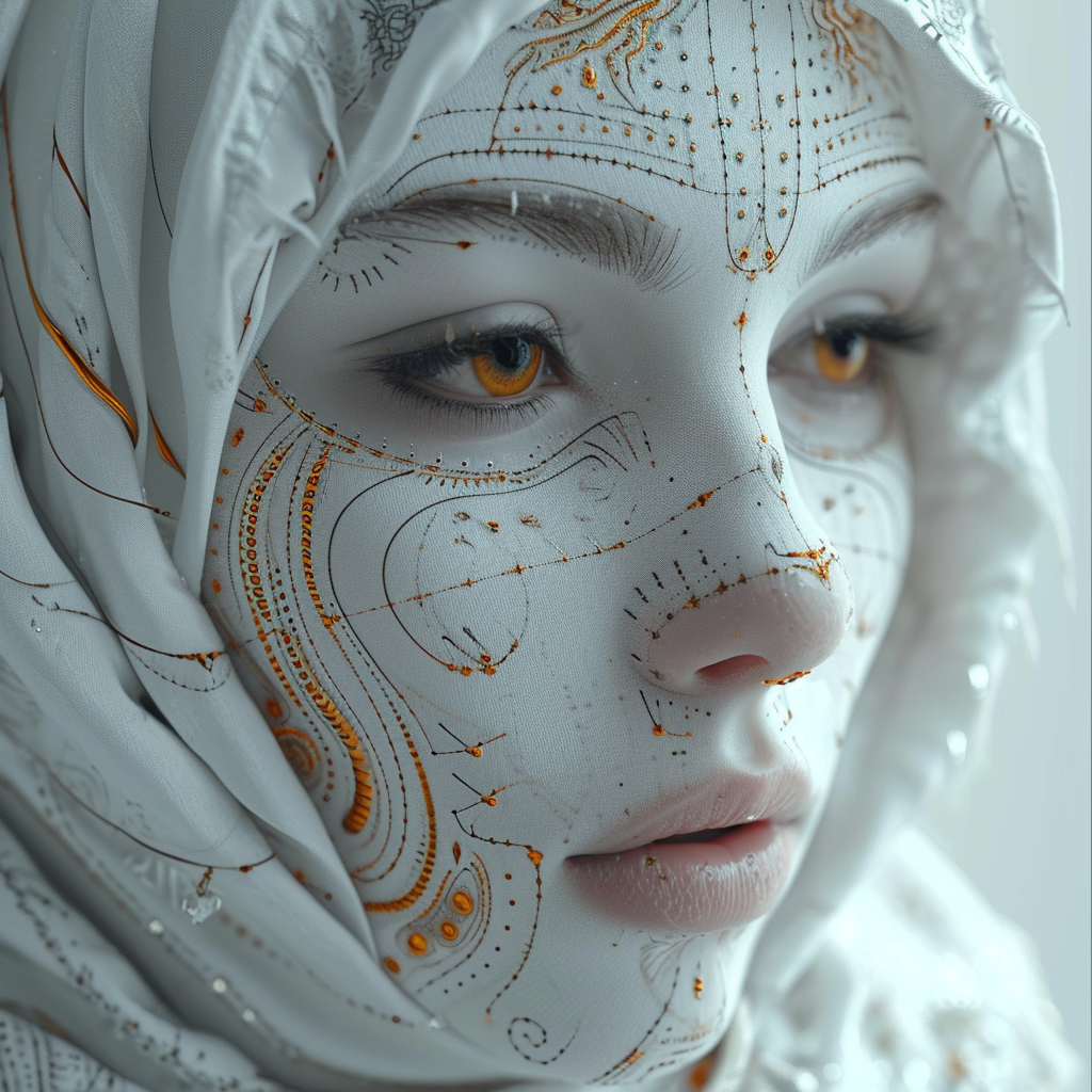 Cyber bride in realistic art fashion