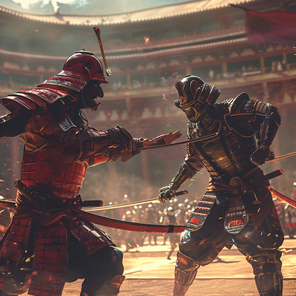 Cyber Samurai Gladiator Arena Fight