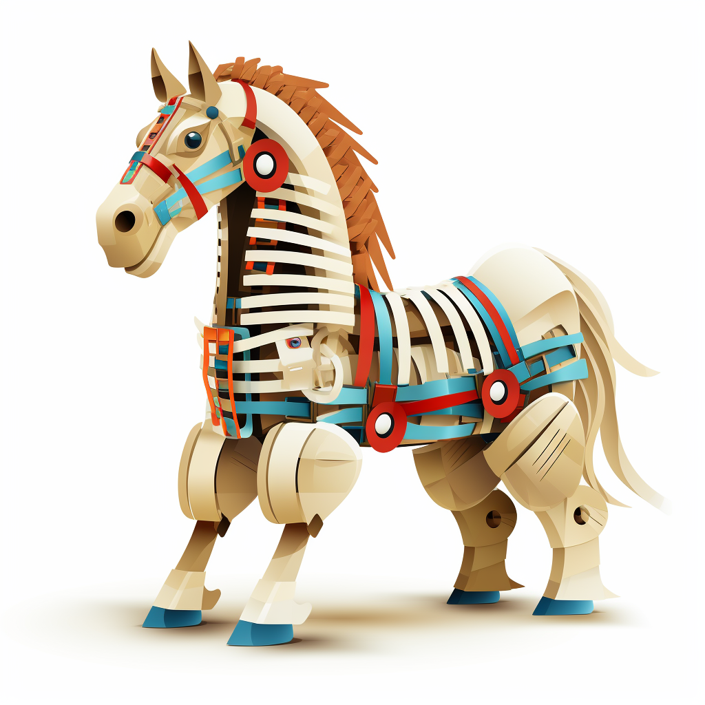 Cyber Trojan Horse in Flat Design