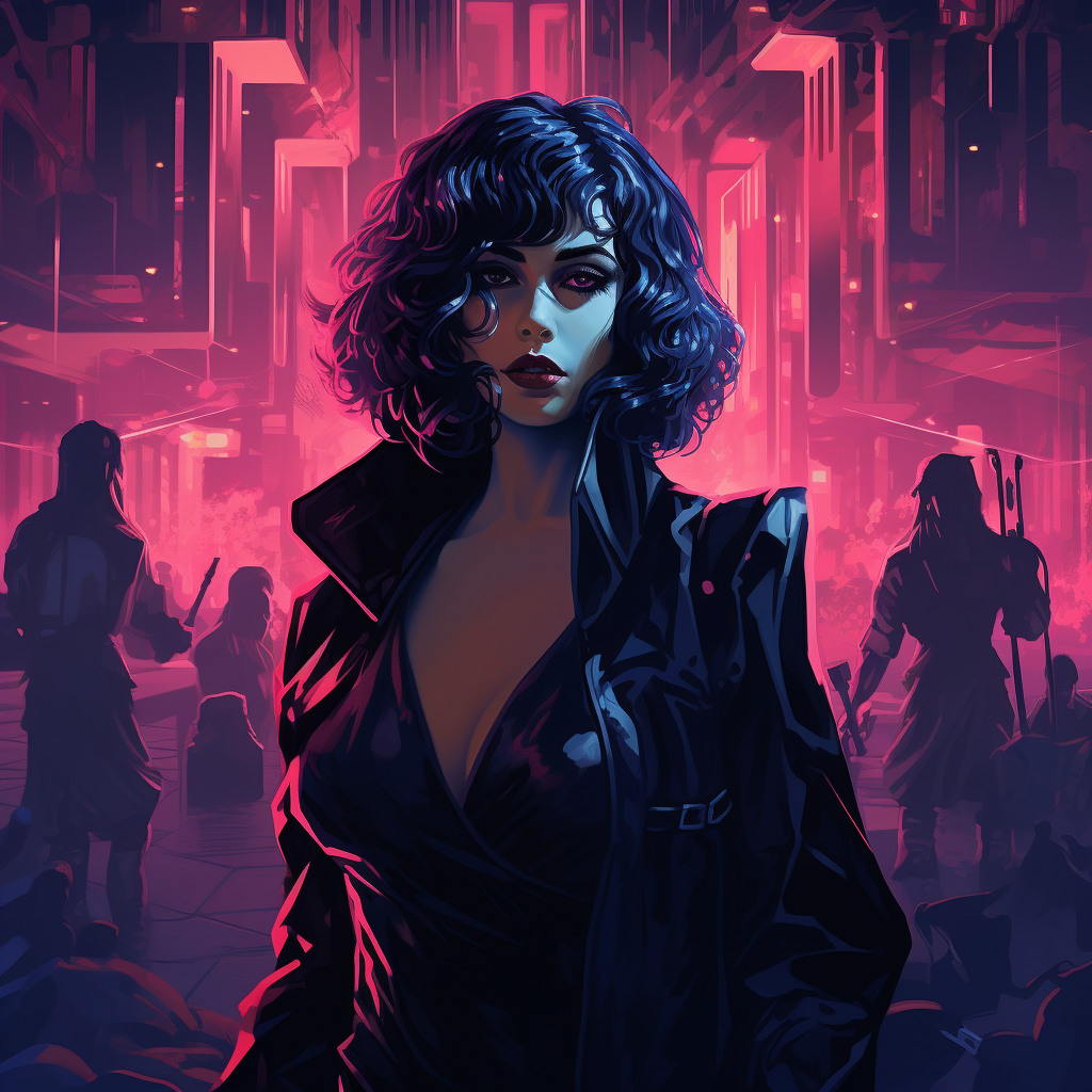 Cyber punk noir love illustration