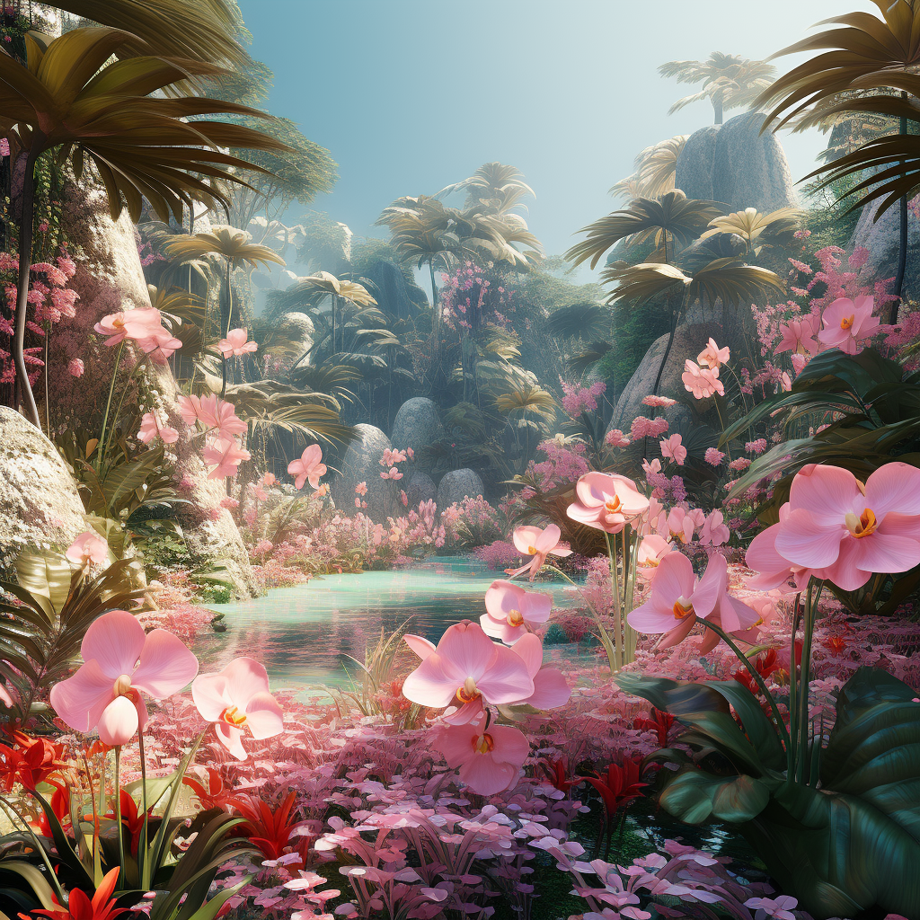 Cyberfunk Flora Tropical Dreamy Hyperrealistic AR