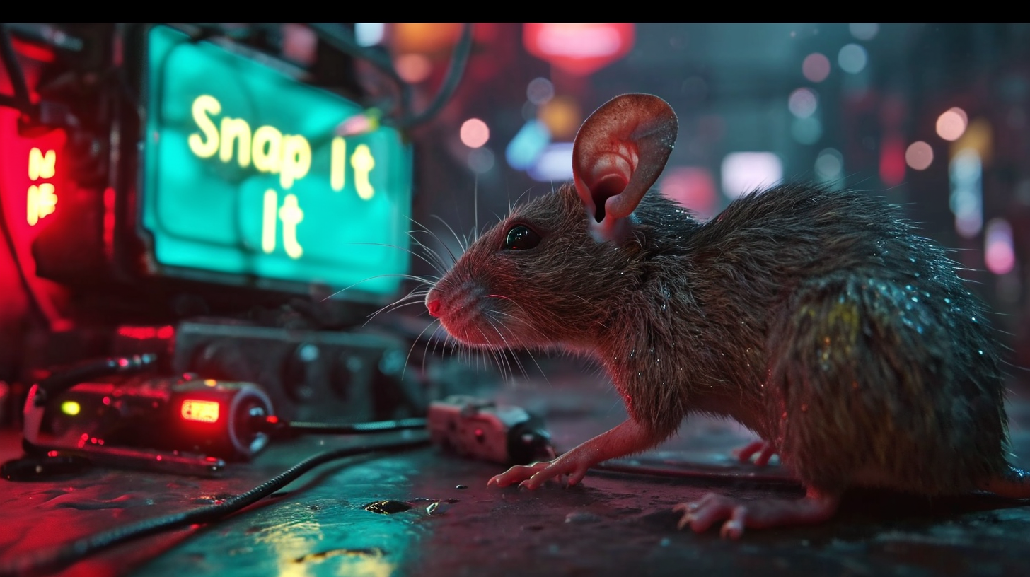 Cybernetic rat capturing a high-res image