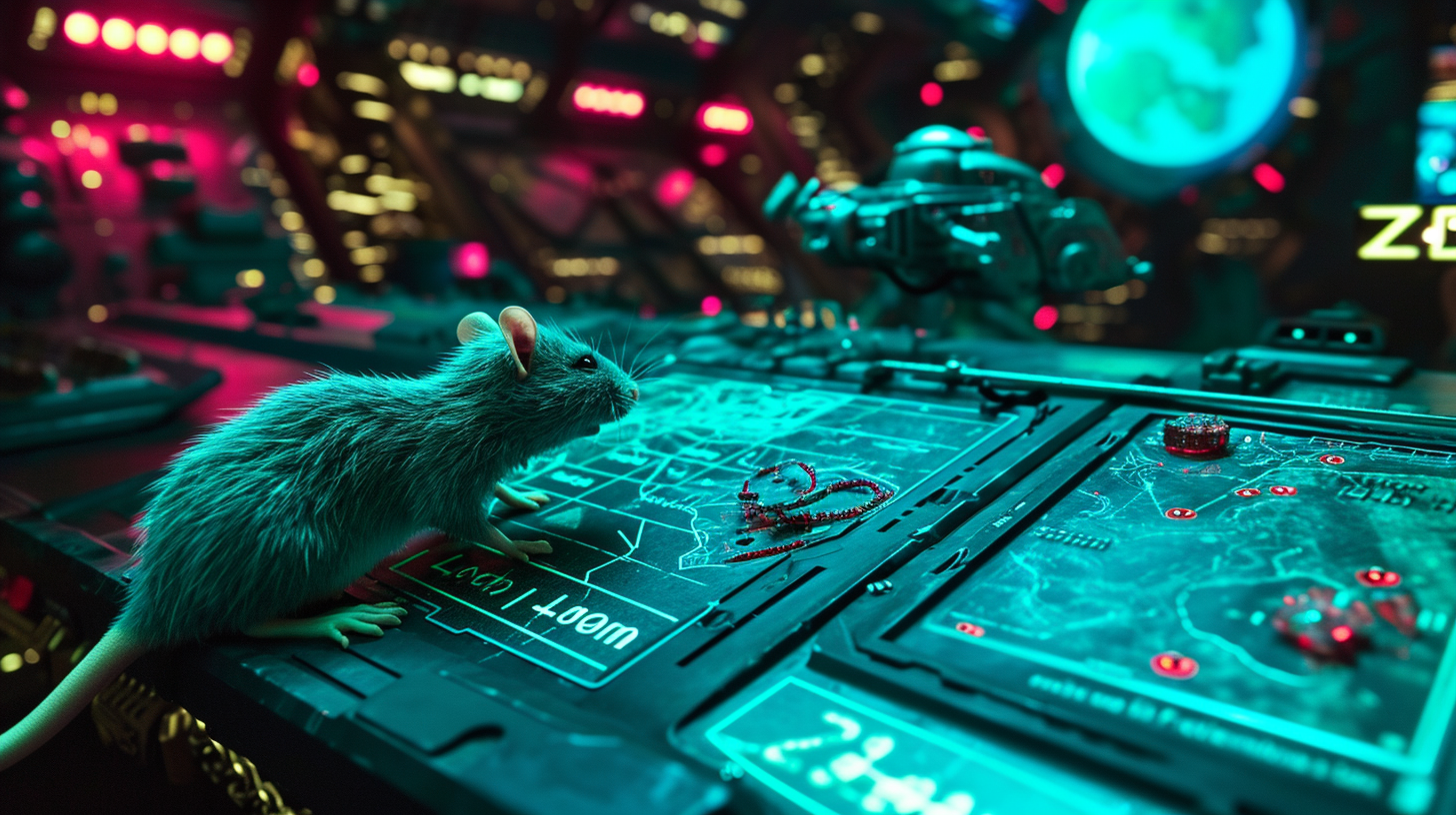 Cybernetic rat exploring interstellar map