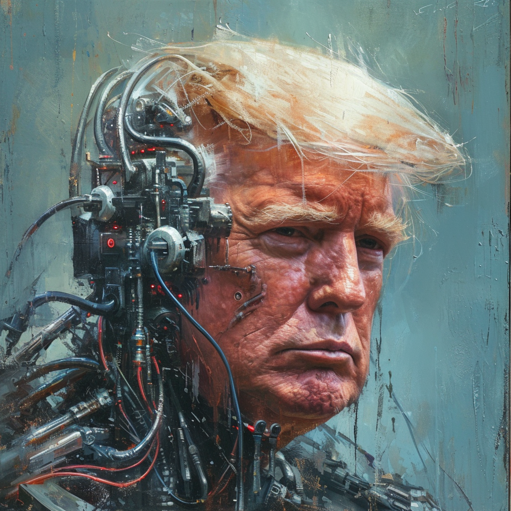 Artificially intelligent Donald Trump in cybernetic form