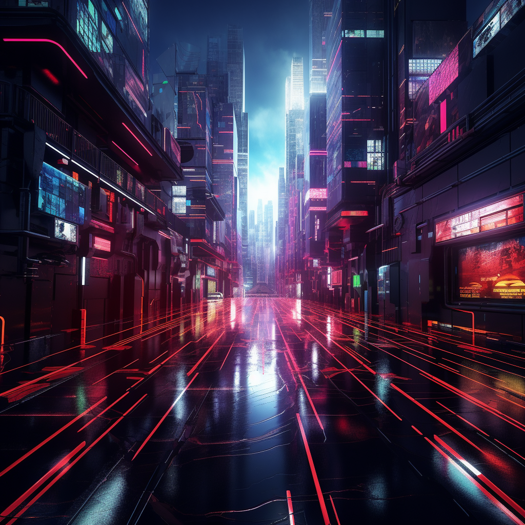 Abstract cyberpunk 3D render