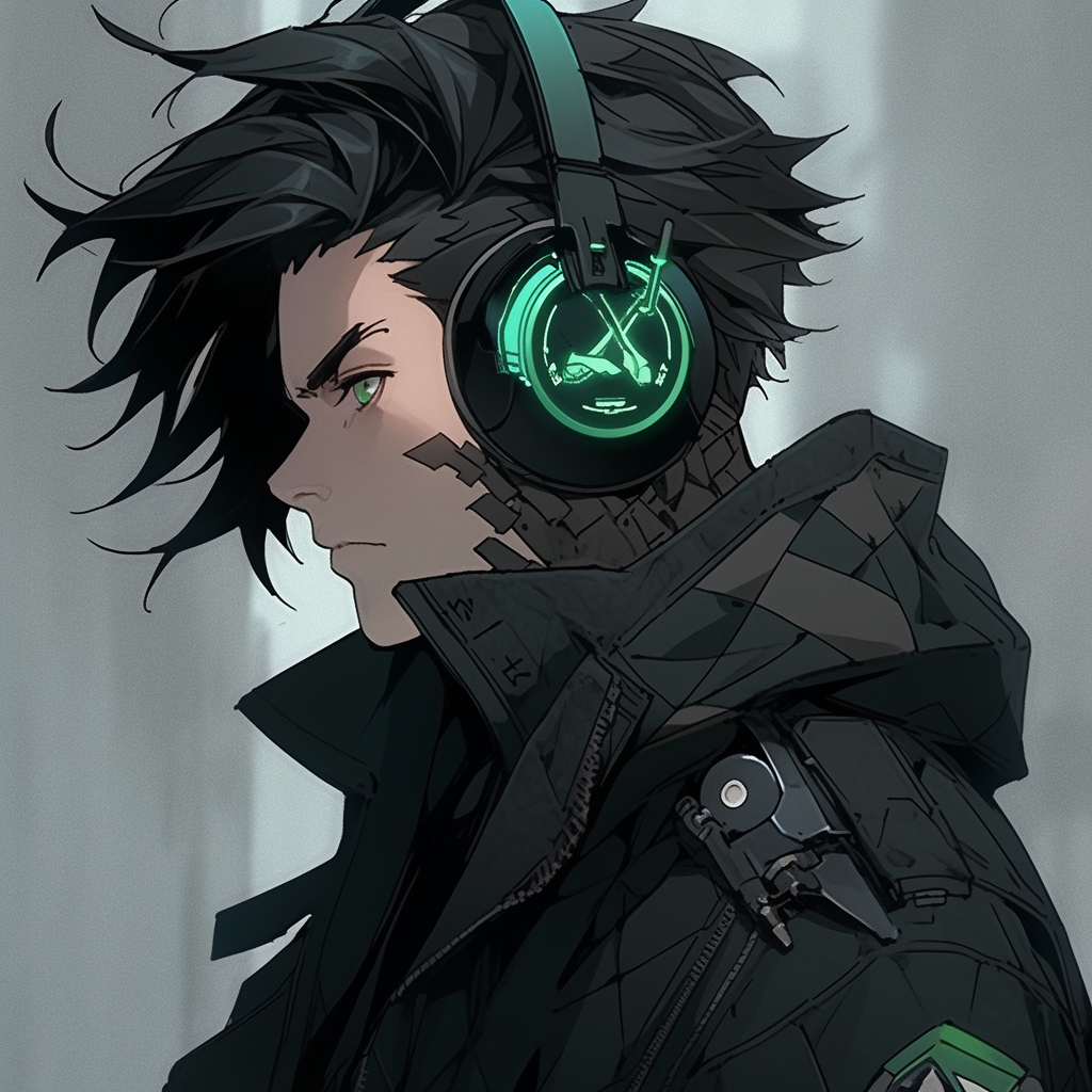 Cyberpunk anime hacker with futuristic gear  ?️