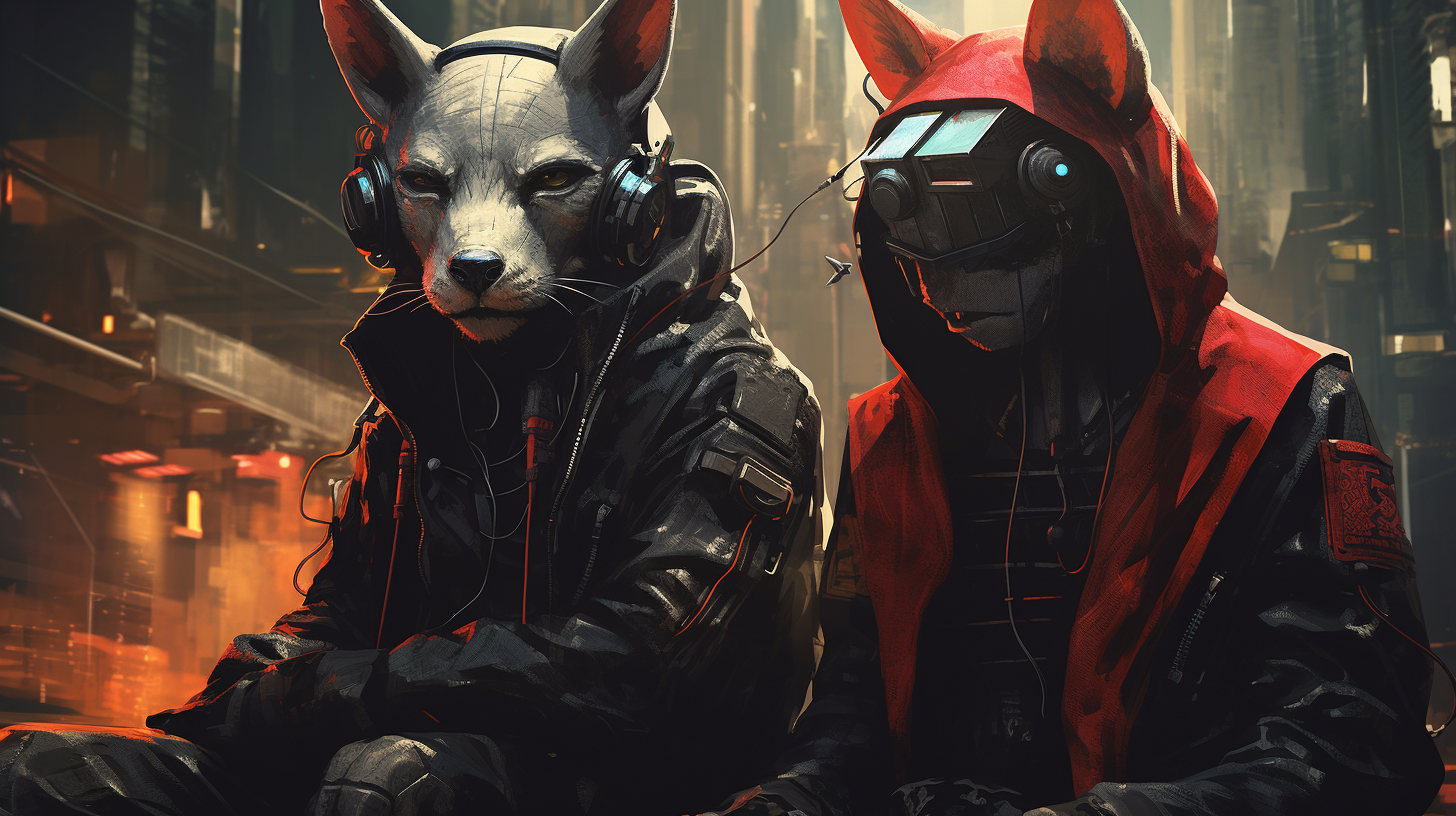 Anthropomorphic animals in a cyberpunk city