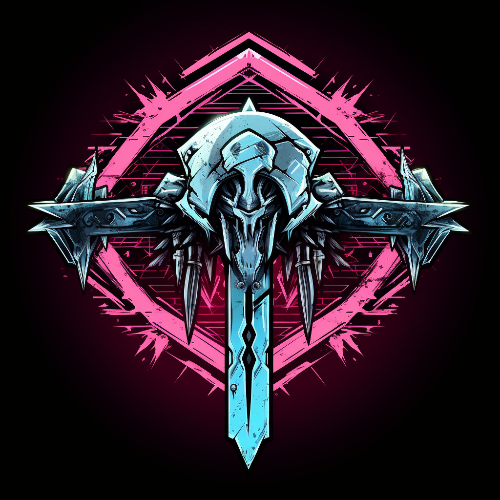 Dark cyberpunk logo with axe and frame