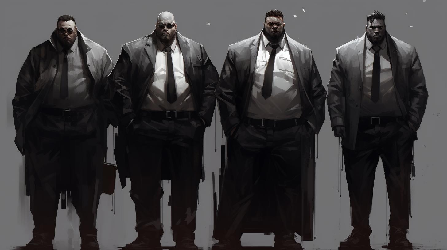 Cyberpunk businessmen concept art sketch