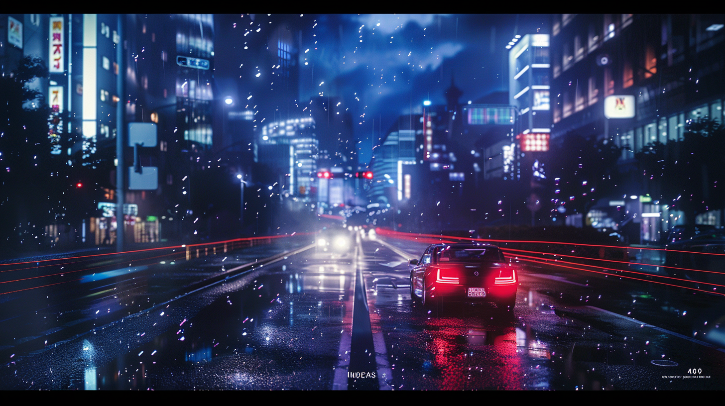 Cyberpunk city night street view