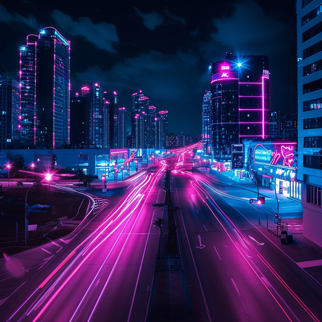 Cyberpunk Constructivism Night City Street Yekaterinburg Neon