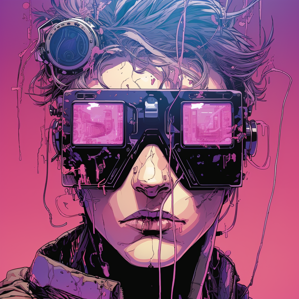 Cyberpunk dystopia comic book cover